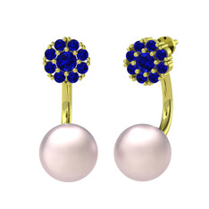 Fiona İnci Küpe - Lab safir ve pembe inci 925 ayar altın kaplama gümüş küpe #1rpvg9i