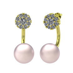 Fiona İnci Küpe - Swarovski ve pembe inci 14 ayar altın küpe #ovgr6k