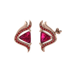 Rodolit garnet ve garnet 18 ayar rose altın küpe
