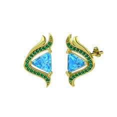 Zinnia Küpe - Akuamarin ve yeşil kuvars 925 ayar altın kaplama gümüş küpe #1bij5uo