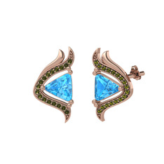 Zinnia Küpe - Akuamarin ve peridot 925 ayar rose altın kaplama gümüş küpe #1bnh3og