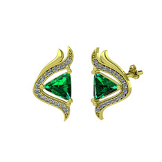 Zinnia Küpe - Yeşil kuvars ve swarovski 14 ayar altın küpe #1d22gc8