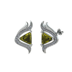 Zinnia Küpe - Peridot ve beyaz zirkon 925 ayar gümüş küpe #1d4hixx
