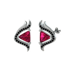 Zinnia Küpe - Rodolit garnet ve siyah zirkon 925 ayar gümüş küpe #1gixdr2