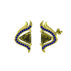 Zinnia Küpe - Peridot ve lab safir 8 ayar altın küpe #1hsq816