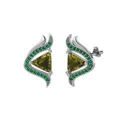 Zinnia Küpe - Peridot ve yeşil kuvars 8 ayar beyaz altın küpe #1k58mn5