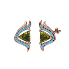 Zinnia Küpe - Peridot ve akuamarin 14 ayar rose altın küpe #1l9ximj