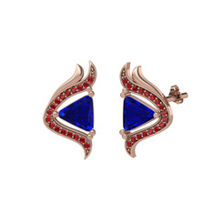 Zinnia Küpe - Lab safir ve garnet 14 ayar rose altın küpe #1mlaf5u