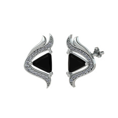Zinnia Küpe - Siyah zirkon ve swarovski 18 ayar beyaz altın küpe #1n00xz9