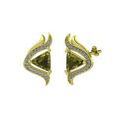 Zinnia Küpe - Peridot ve pırlanta 925 ayar altın kaplama gümüş küpe (0.306 karat) #1upi1vl