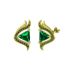 Yeşil kuvars ve peridot 18 ayar altın küpe