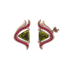 Zinnia Küpe - Peridot ve rodolit garnet 14 ayar rose altın küpe #1ygayv4