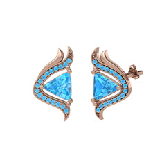 Zinnia Küpe - Akuamarin 8 ayar rose altın küpe #b87qnc