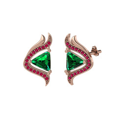 Zinnia Küpe - Yeşil kuvars ve rodolit garnet 14 ayar rose altın küpe #fll9bv