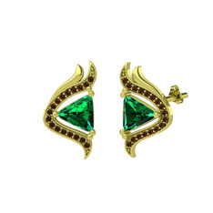 Zinnia Küpe - Yeşil kuvars ve dumanlı kuvars 14 ayar altın küpe #gg1q1u