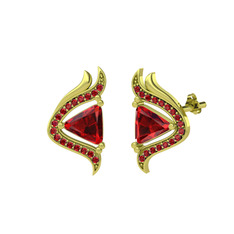 Garnet 925 ayar altın kaplama gümüş küpe