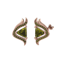 Peridot 14 ayar rose altın küpe