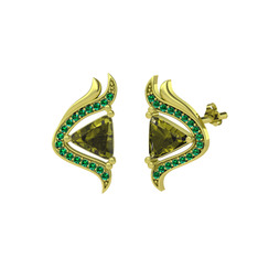 Zinnia Küpe - Peridot ve yeşil kuvars 18 ayar altın küpe #j0zxpk