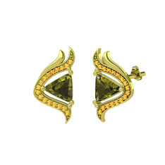 Peridot ve sitrin 14 ayar altın küpe