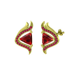 Zinnia Küpe - Garnet ve rodolit garnet 14 ayar altın küpe #m0s3sj