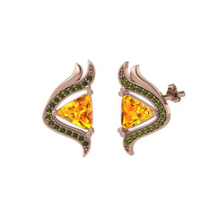 Zinnia Küpe - Sitrin ve peridot 925 ayar rose altın kaplama gümüş küpe #mpbee8
