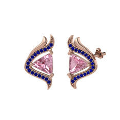 Zinnia Küpe - Pembe kuvars ve lab safir 18 ayar rose altın küpe #nuo0gz