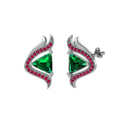 Zinnia Küpe - Yeşil kuvars ve rodolit garnet 925 ayar gümüş küpe #nwgzak