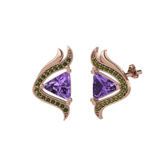 Zinnia Küpe - Ametist ve peridot 925 ayar rose altın kaplama gümüş küpe #oxkhgd