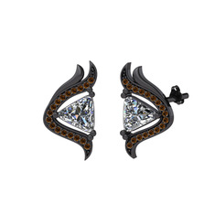 Zinnia Küpe - Swarovski ve dumanlı kuvars 925 ayar siyah rodyum kaplama gümüş küpe #p2ltjj