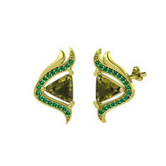 Zinnia Küpe - Peridot ve yeşil kuvars 8 ayar altın küpe #p7xesw