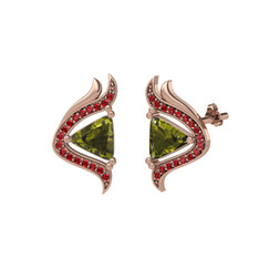 Zinnia Küpe - Peridot ve garnet 8 ayar rose altın küpe #rakjhs