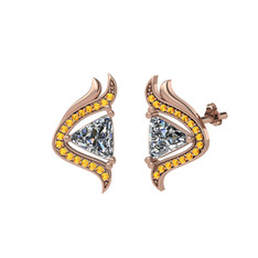 Zinnia Küpe - Swarovski ve sitrin 18 ayar rose altın küpe #rnyoyk
