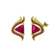 Zinnia Küpe - Rodolit garnet 8 ayar altın küpe #s24pq8