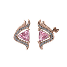 Zinnia Küpe - Pembe kuvars ve swarovski 18 ayar rose altın küpe #sf9drc