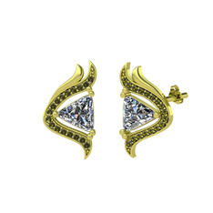 Zinnia Küpe - Swarovski ve peridot 18 ayar altın küpe #srb1r0