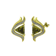 Zinnia Küpe - Peridot ve swarovski 925 ayar altın kaplama gümüş küpe #tsym1n