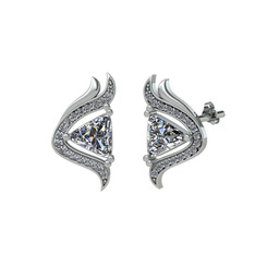 Zinnia Küpe - Swarovski ve beyaz zirkon 8 ayar beyaz altın küpe #vqz2vj