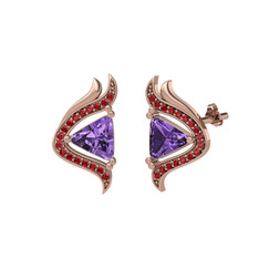 Zinnia Küpe - Ametist ve garnet 14 ayar rose altın küpe #ws0qpa