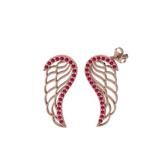 Rodolit garnet 18 ayar rose altın küpe