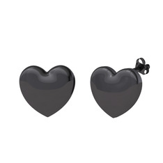 Mini Kalp Küpe - 925 ayar siyah rodyum kaplama gümüş küpe #mjpuij