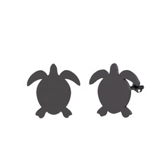 Mini Kaplumbağa Küpe - 925 ayar siyah rodyum kaplama gümüş küpe #m8oj61