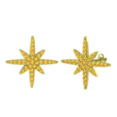 Kutup Yıldızı Küpe - Sitrin 14 ayar altın küpe #1g0rlz7