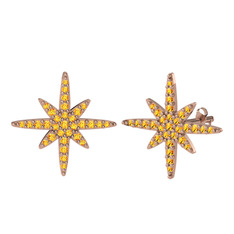 Kutup Yıldızı Küpe - Sitrin 925 ayar rose altın kaplama gümüş küpe #1kckjnw