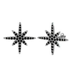 Kutup Yıldızı Küpe - Siyah zirkon 14 ayar beyaz altın küpe #1ntddde