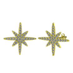 Kutup Yıldızı Küpe - Pırlanta 925 ayar altın kaplama gümüş küpe (0.704 karat) #1ujk99w