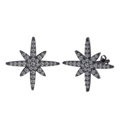 Kutup Yıldızı Küpe - Pırlanta 925 ayar siyah rodyum kaplama gümüş küpe (0.704 karat) #1wty5xj