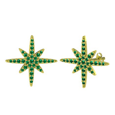 Kutup Yıldızı Küpe - Yeşil kuvars 925 ayar altın kaplama gümüş küpe #2z2xtr