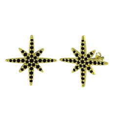 Kutup Yıldızı Küpe - Siyah zirkon 925 ayar altın kaplama gümüş küpe #q4u52a