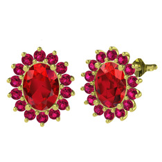 Eda Küpe - Garnet ve rodolit garnet 14 ayar altın küpe #12mige2