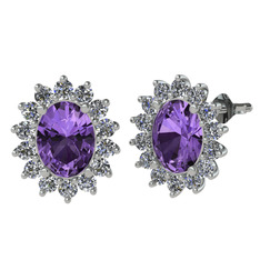 Ametist ve swarovski 925 ayar gümüş küpe